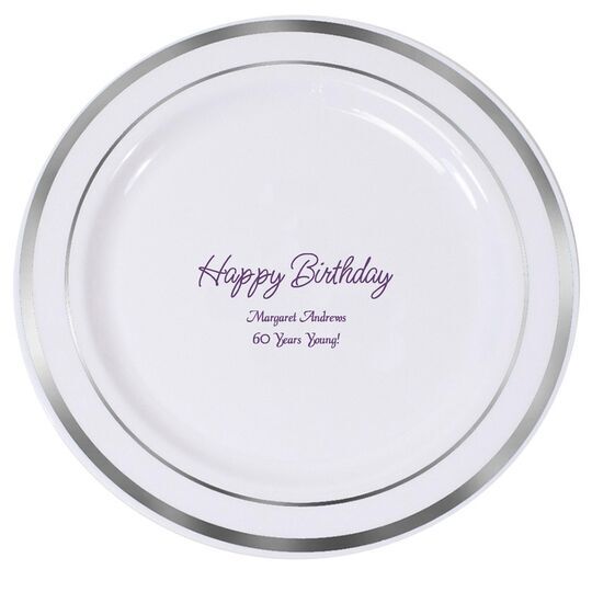 Perfect Happy Birthday Premium Banded Plastic Plates